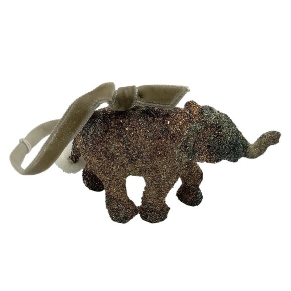 Eliot Raffit Elephant Ornament With Glass Glitter - Vintage Neiman Marcus Glitzy - Picture 3 of 10